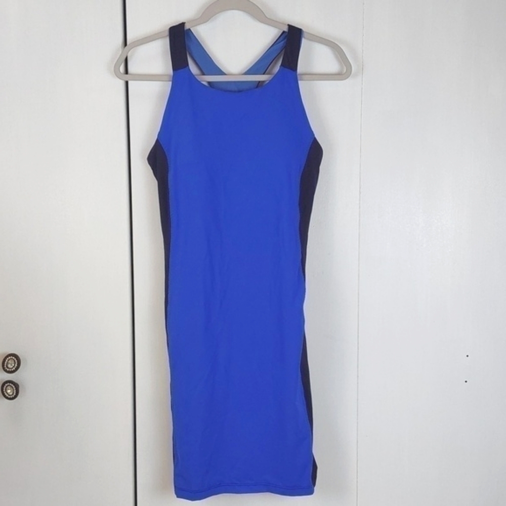 Athleta| Womens Black/Blue Colorblock Racerback Athleisure Dress Loungewear Sz.S